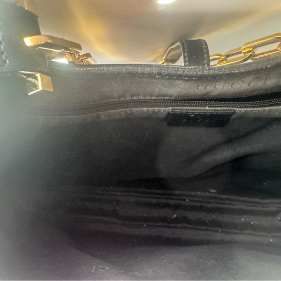 Gucci Jackie O Logo Black Canvas Gold Chain Handbag-rare find - Picture 9 of 10